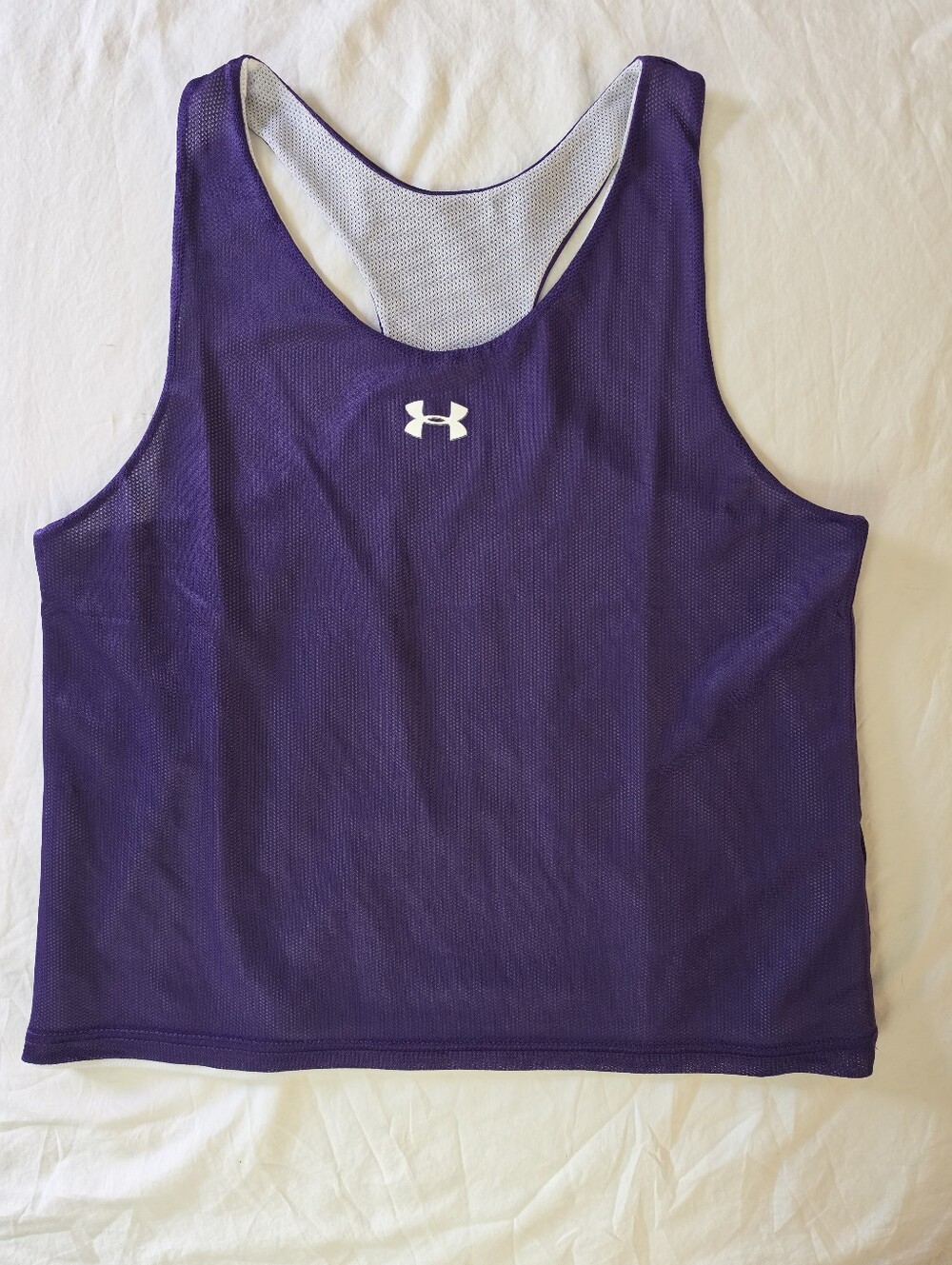 Under Armour Purple White Reversible Mesh Athletic Tank Top Jersey Small SM